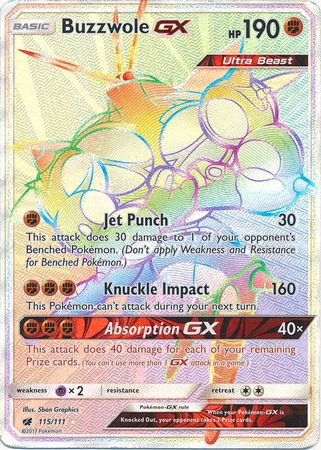 Buzzwole GX Secret Rare - 115/111 - Crimson Invasion
