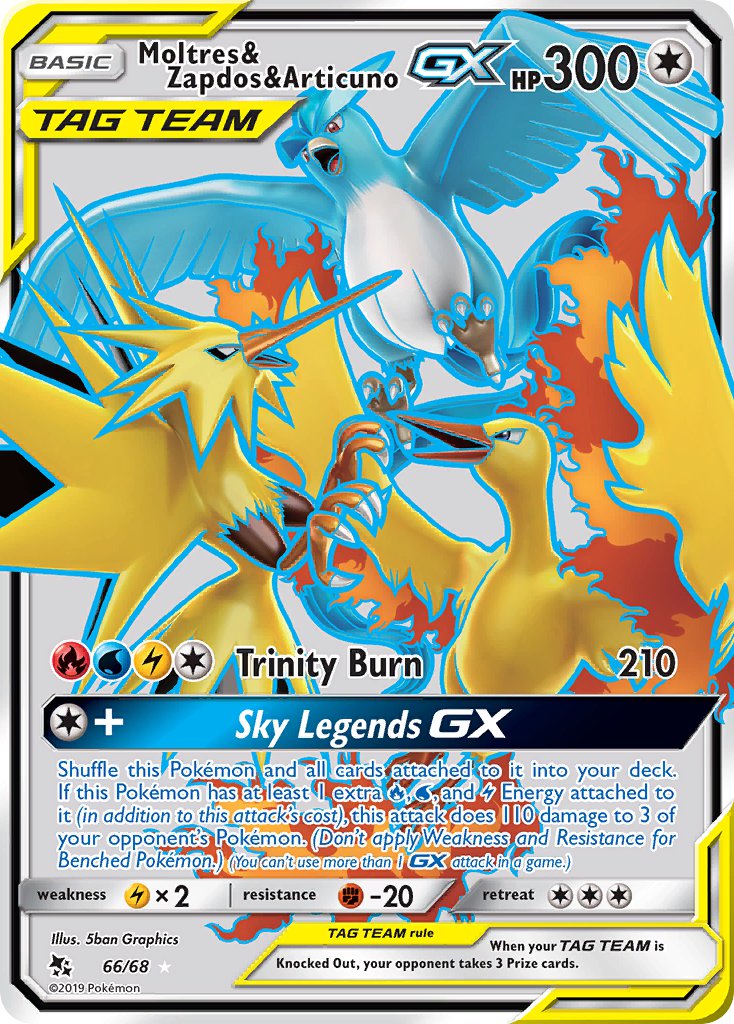 Moltres & Zapdos & Articuno GX Full Art - 66/68 - Hidden Fates