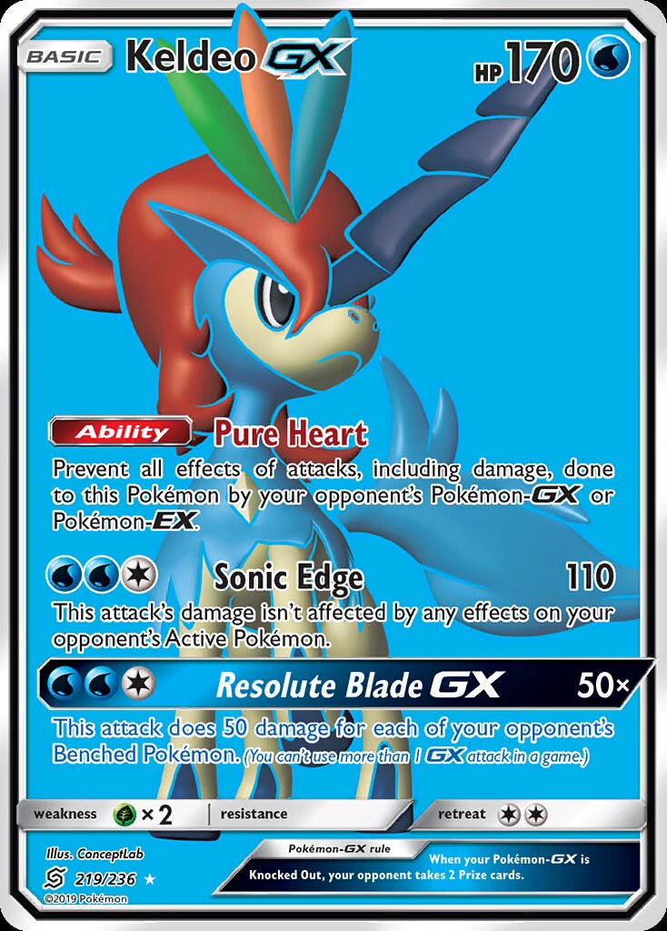 Keldeo GX Full Art - 219/236 - Unified Minds