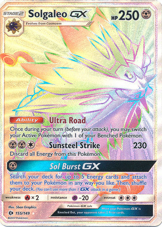 Solgaleo GX Full Art Rainbow Rare - 155/149 - Sun and Moon Base Set