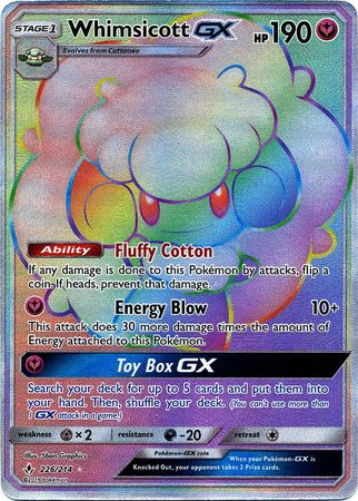 Whimsicott GX Rainbow Rare- 226/214 - Unbroken Bonds